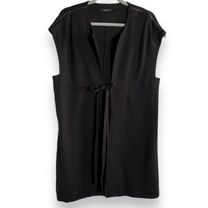 Lauren Vidal Tie Front Zip Shoulder Vest Size Large Black Lagenlook